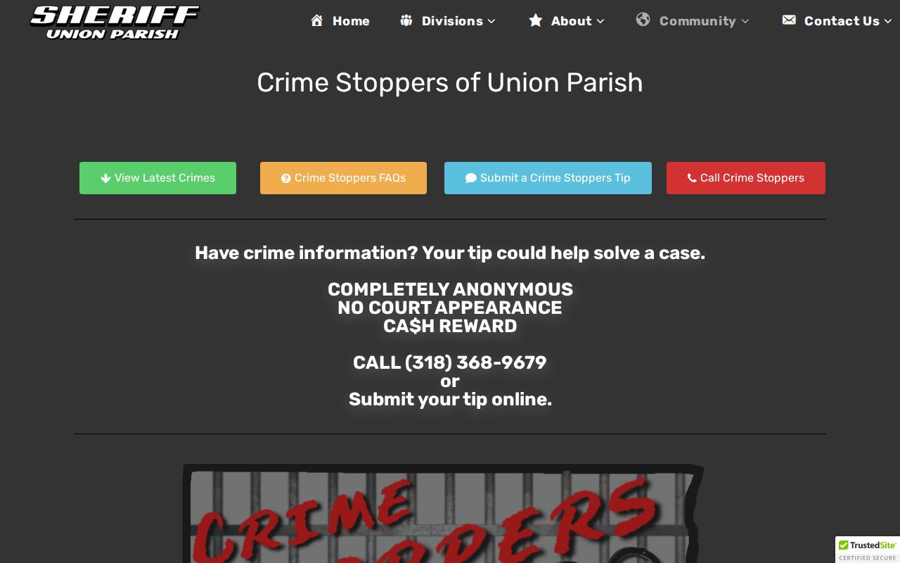 Union Parish Crime Stoppers official anonymous tip form